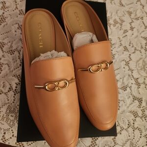 Coach Camel Loafers with Gold Detail